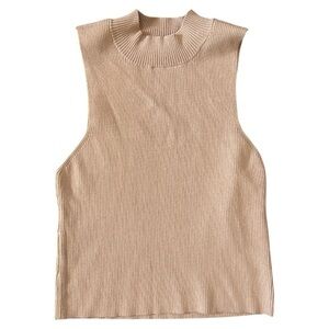 525 America High Crewneck Knot Tank Top Tan Oat Size Large